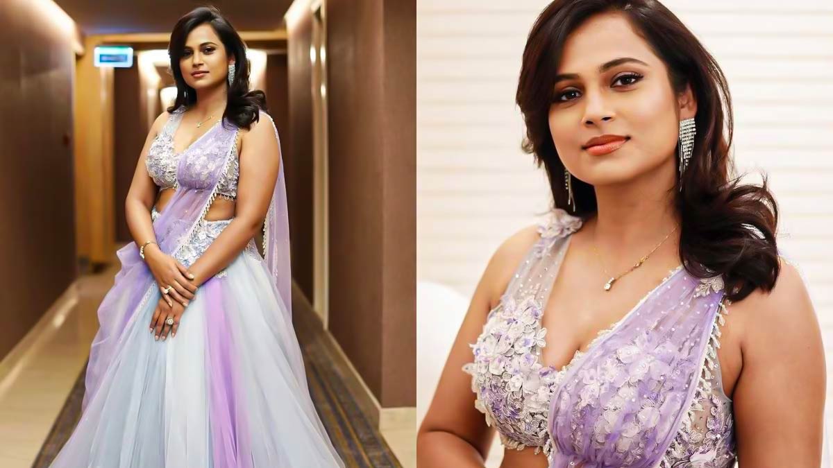 Ramya Pandian at Purple Dress